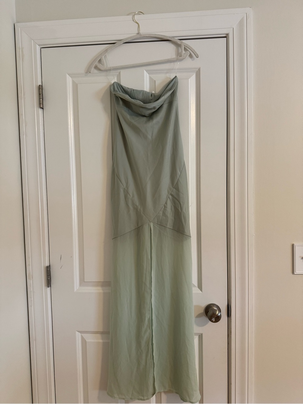 Peppermayo Sage Green Strapless Maxi Dress